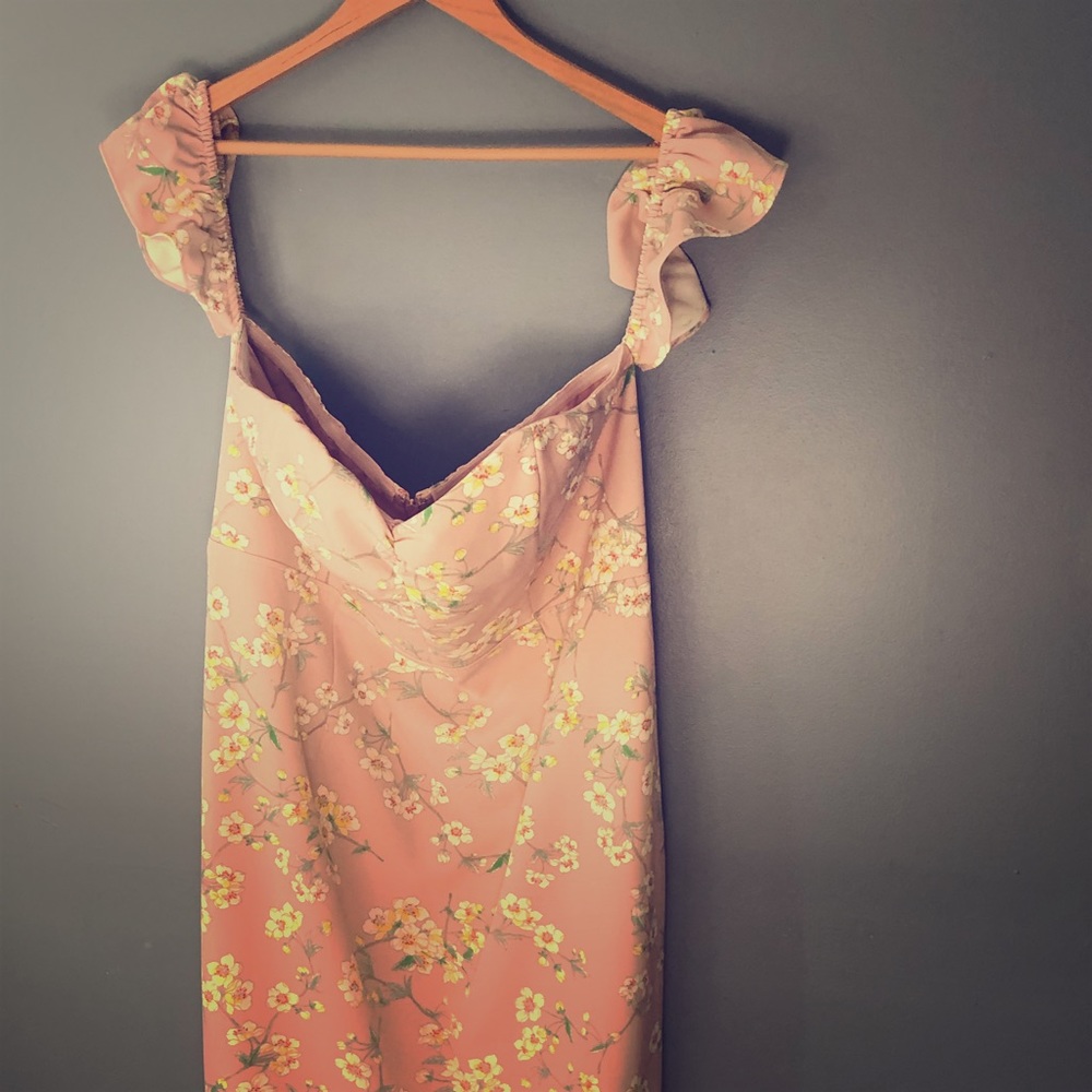 Express Off the Shoulder Pink Floral Dress